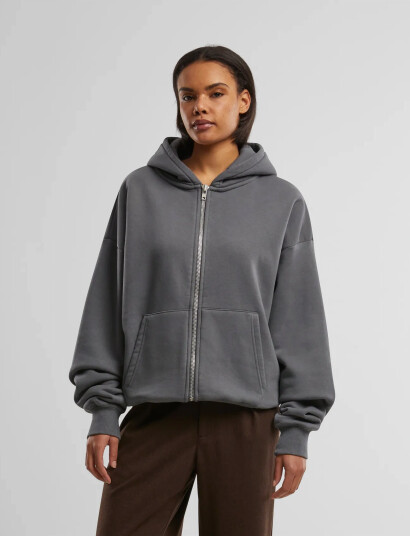 Prohibited Oversized Zip-Hoodie - Grey - M Prohibited Oversized Zip-Hoodie - Grey - M