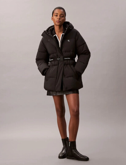 Calvin Klein Jeans Belted Midweight Puffer - Black - M Calvin Klein Jeans Belted Midweight Puffer - Black - M