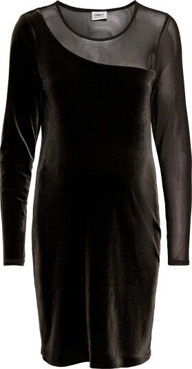 Only Maternity Olmsmooth L/S Mesh Mix Mini Dress Jrs - CHOCOLATE TORTE - XXL
