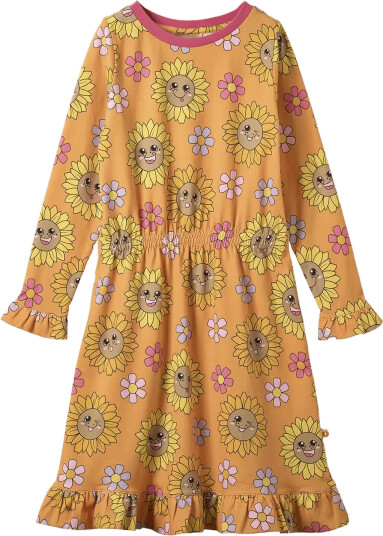 Småfolk Dabinett Dress With Sunflowers Orange 104 110