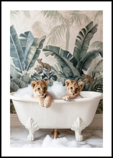 Lion Cubs Bubble Bath Plakat / 100x150