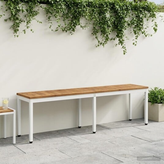 vidaXL Hagebenk 161 x 35 x 45 cm Solid akasietre Naturlig og Hvit