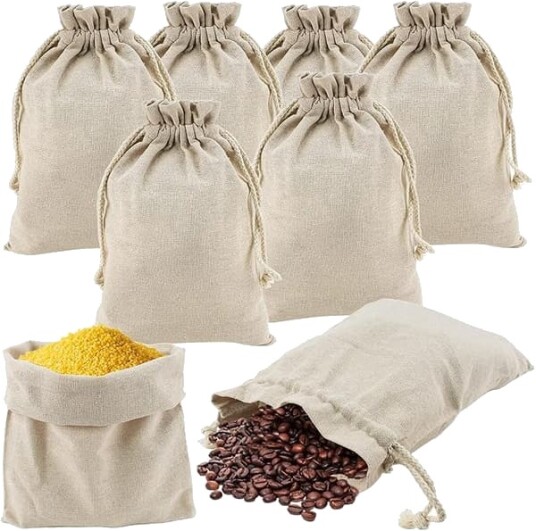 Bomullspose 8 Stykker Bomulls Snøreposer 25 x 30cm Brødposer Gjenbrukbare Grønnsaksfruktposer Grønnsaksnett Handleposer DIY Grønnsaksnett