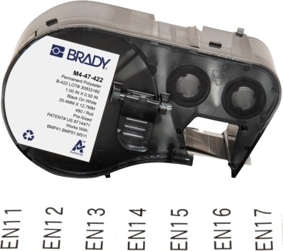 Brady M4 47 422 Sort Hvit Selvklebende Skriveretikett Polyester Trermisk Overføring Akryl Permanent