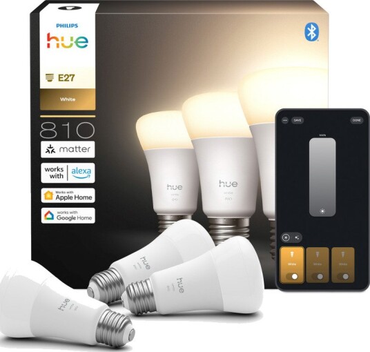 Philips Hue Smart Led A60 Pære Varm Hvit 2700K E27 Sokkel 7W 810 Lumen Dimmbar Fungerer Med Alexa Google Assistant Og Apple Home 3 Pak Philips Hue Smart Led A60 Pære Varm Hvit 2700K E27 Sokkel 7W 810 Lumen Dimmbar Fungerer Med Alexa Google Assistant Og Apple Home 3 Pak