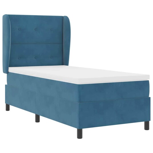 Box Spring Seng med Madrass i Mørkeblå 90x200 cm Fløyel