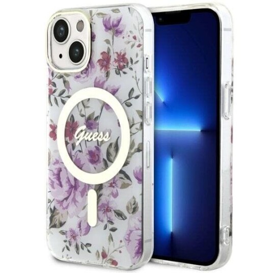 Guess Transparent Hardcase Flower MagSafe for iPhone 14 6,1"