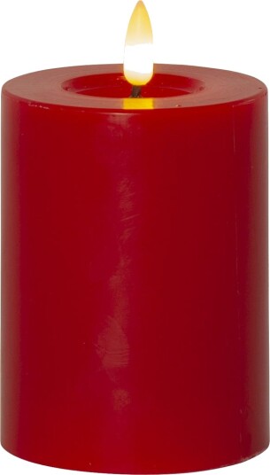 LED BLOKKLYS MED FLAMME RØD / 12,5 CM / TIMER
