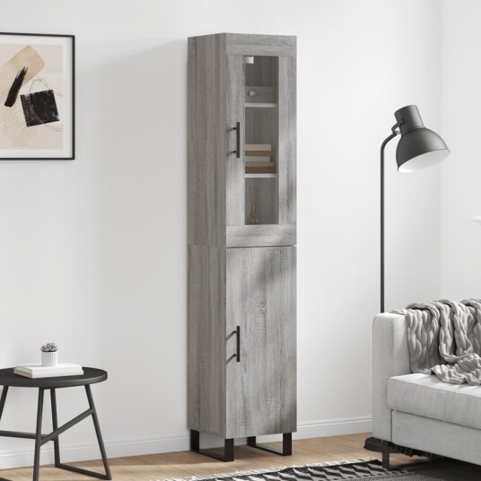 vidaXL Highboard grå sonoma 34,5x34x180 cm konstruert tre 8720845486211 vidaXL Highboard grå sonoma 34,5x34x180 cm konstruert tre 8720845486211