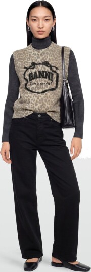 Ganni Graphic Wool Vest Brown S