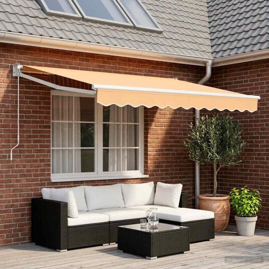Uttrekkbar markise sand 3,5 x 2 m 100% polyester og aluminium