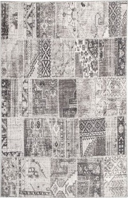 Polytuft Cadiz Patchwork grå maskinvevd teppe Polytuft Cadiz Patchwork grå maskinvevd teppe