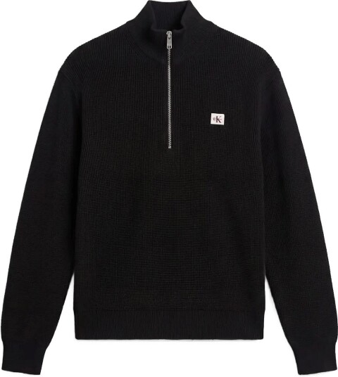 Calvin Klein Jeans Ls Clsc Cttn Wfle Hzip Swtr 9Gg Black L