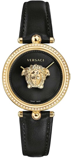 Versace Dameklokke VECQ00818 Palazzo Sort/Lær Ø34 mm