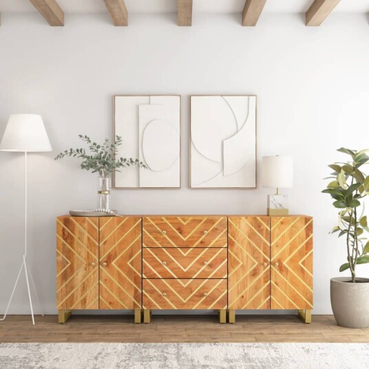 vidaXL TV-benker 3 stk brun og svart 60x33,5x75 cm heltre mango