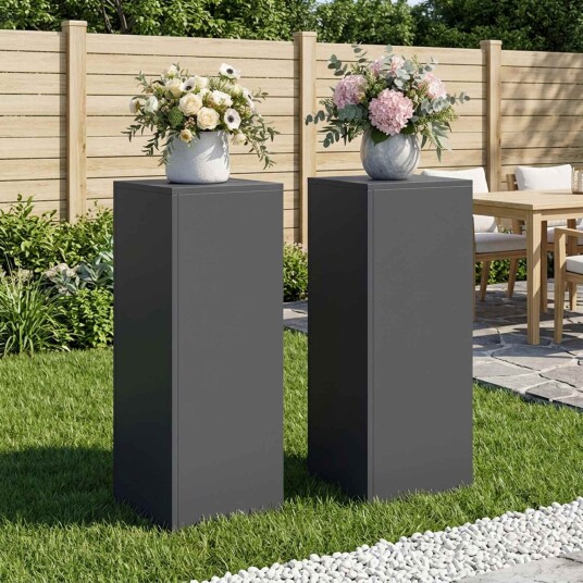 vidaXL Planteholder 2 pcs Antrasitt 30 x 30 x 80 cm Galvanisert stål