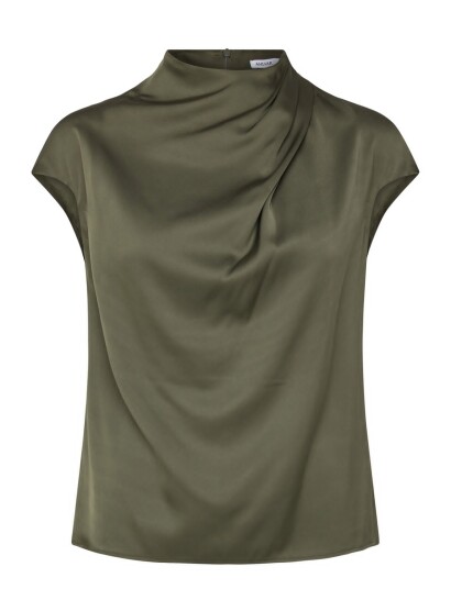 Ahlvar Gallery Lima Silk Top Khaki green M