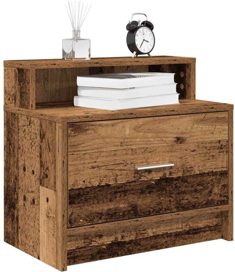 Nattbord med skuff gammelt tre 51x31x47 cm 8721158575616