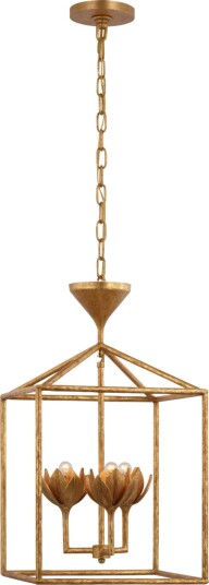 Alberto Open Cage Lantern Antique Gold Leaf