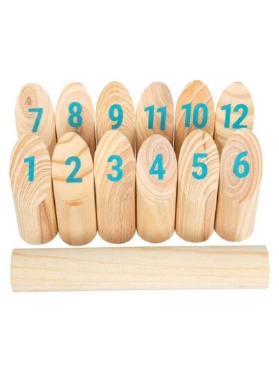 Wooden Kubb with Numbers Throwing Game in Bag 13dlg. Wooden Kubb with Numbers Throwing Game in Bag 13dlg.