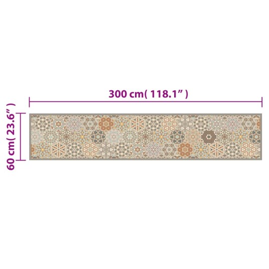 Kjøkkenteppe vaskbar Hexagon pastell 60x300 cm fløyel 8721012919075