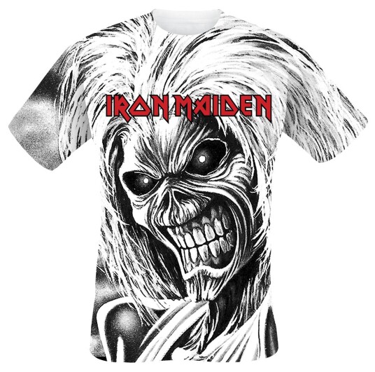 Iron Maiden T-skjorte Killers Allover S til XXL Herrer hvit