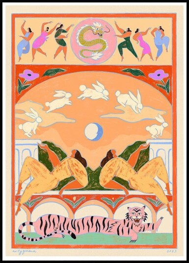 Rabbit Jumps Over the Moon Poster Plakat / 100x150cm Rabbit Jumps Over the Moon Poster Plakat / 100x150cm