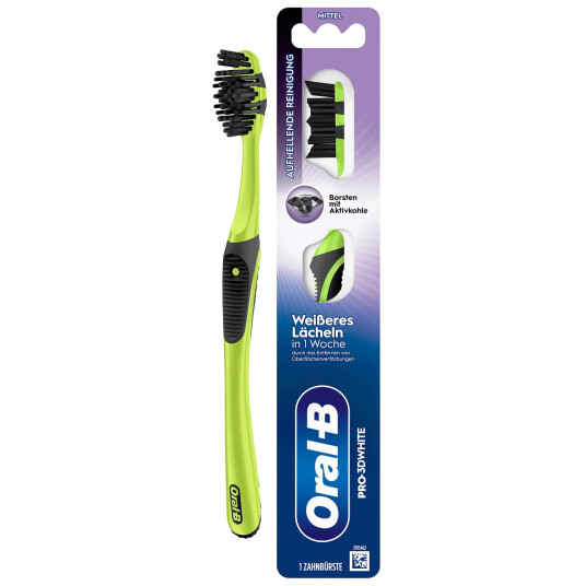 ORAL B Tannbørste 3D White Charcoal Medium ORAL B Tannbørste 3D White Charcoal Medium