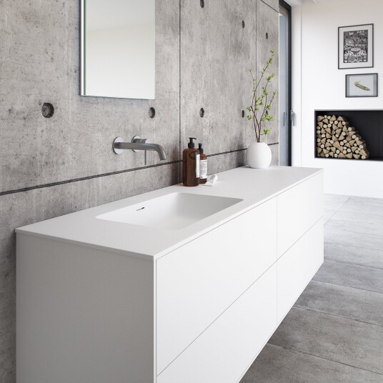 Pulcher Mood 180L Soho Baderomsmøbel 180x46 cm matt hvit med SolidTec® vask
