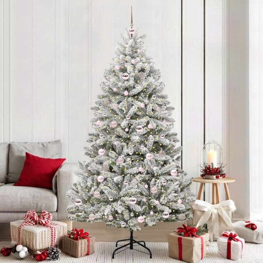  Kunstig juletre Grønn og hvit 210 cm PVC og metall