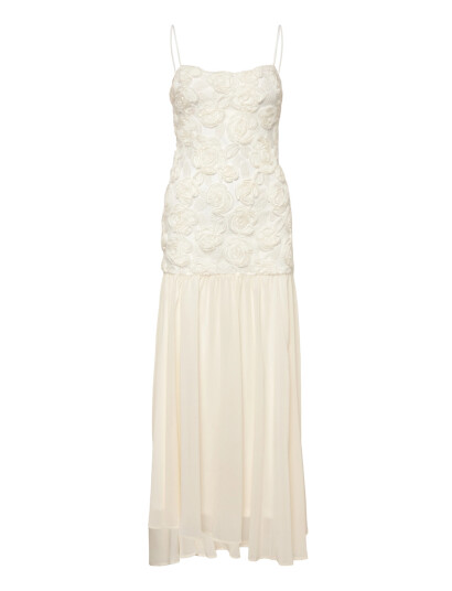 Gina Tricot Embroidery Dropped Waist Dress   Cream   42