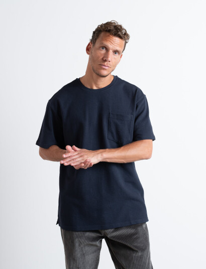 Clean Cut Copenhagen Calton Structured Tee - Navy - S