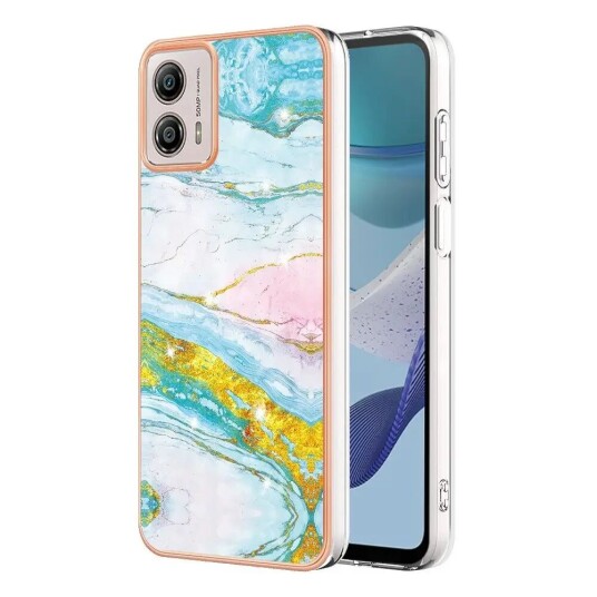 INCOVER Motorola Moto G53 / G23 / G13 Hybrid Plast Deksel - Blå Marmor