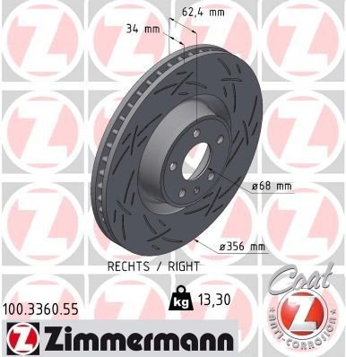 Bremseskive ZIMMERMANN 100.3360.55