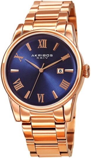 Akribos XXIV Herreklokke AK1056RGBU Blå/Rose gulltonet stål Ø41 mm