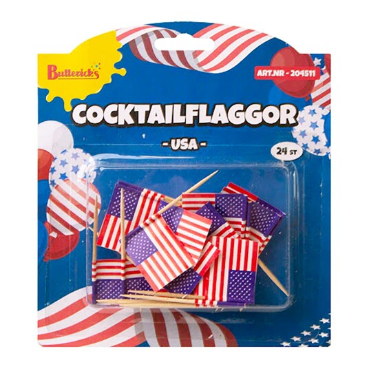 Buttericks Leco AB Cocktailflagg USA  24-pakning