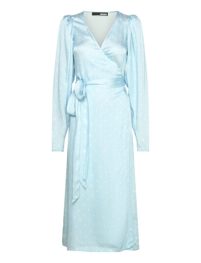 ROTATE Birger Christensen Textured Midi Wrap Dress - Blue - 36
