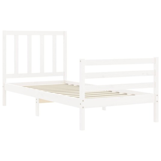 vidaXL Sengeramme med hodegavl hvit 2FT6 liten enkel heltre 8720845989873