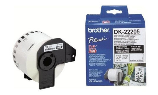 Brother DK22205 / Continuous Length Paper Tape 62mm x 30.48m Brother DK22205 / Continuous Length Paper Tape 62mm x 30.48m