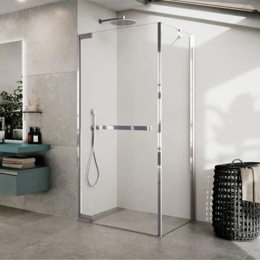 Novellini N180 FG Sidefastfelt 80-120cm Krom / 100cm Klart Glass