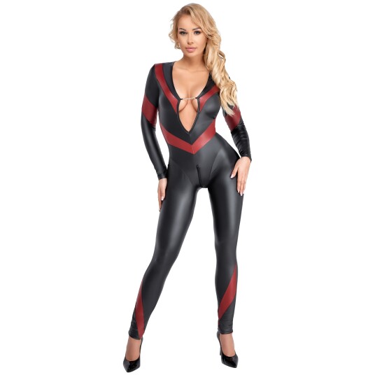 Cottelli PARTY Svart og Rød Catsuit - Black - S