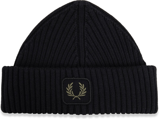 Fred Perry Cotton Ribbed Beanie - Black - ONE SIZE