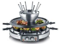 Severin RG 2348 - Raclette/fondue/hot stone - 1.9 kW - børstet rustfritt stål / svart