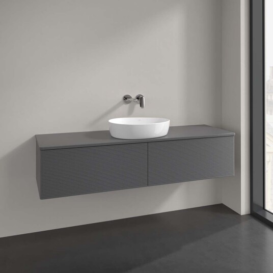 Villeroy & Boch  Antao Servantskap med 2 skuffer 160x50x36 cm m/lys Antrasitt Matt