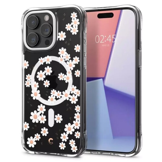 Cyrill iPhone 15 Pro Max Cyrill Cecile Plast Deksel m. Stropp - MagSafe-Kompatibelt - White Daisy
