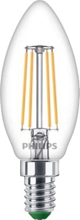 Philips Ultra Efficient Led Filamentlyspære Form: Stearinlys Klar Finish E14 3.8 W Ekvivalent 60 W Klasse A Varmt Hvitt Lys 2700 K Philips Ultra Efficient Led Filamentlyspære Form: Stearinlys Klar Finish E14 3.8 W Ekvivalent 60 W Klasse A Varmt Hvitt Lys 2700 K