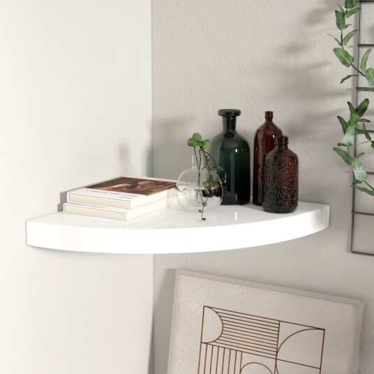 vidaXL Flytende vegghylle h?yglans hvit 35x35x3,8 cm MDF