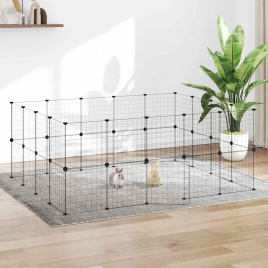 Vidaxl Dyrebur 36 Paneler Med Dør Svart 35X35 cm Stål