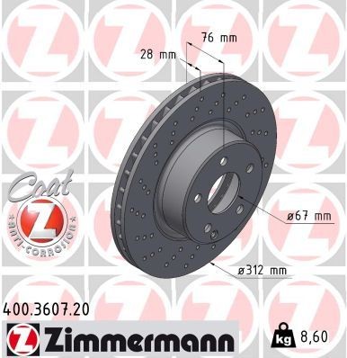 Bremseskive ZIMMERMANN 400.3607.20