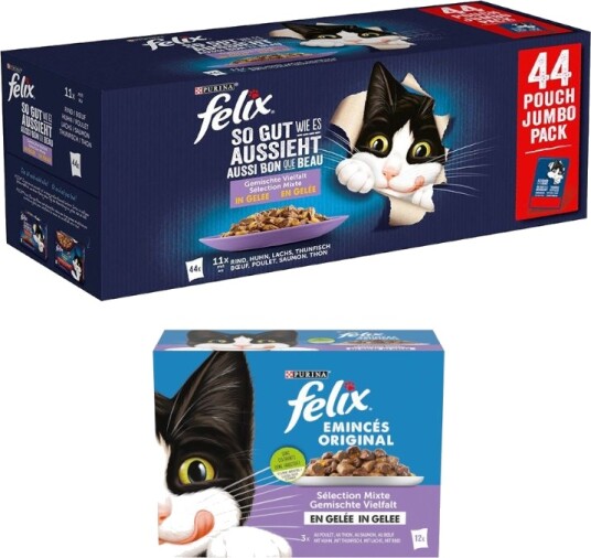 Felix våtfôr Latz + Latz våtfôr i gelé på kjøpet As good as it looks Blandet 44 x 80 g 44 x 85 g 12 x 85 g 44 x 85 g